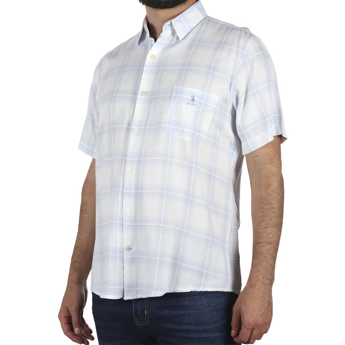 Camisa Cuadros Manga Corta Casual Polo Club para Hombre