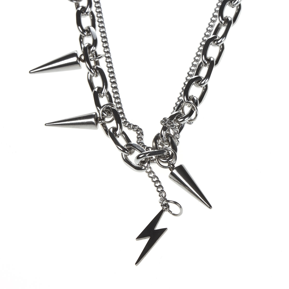 Collar Acero Spikes Rayo Punk Gótico Level 26 para Hombre