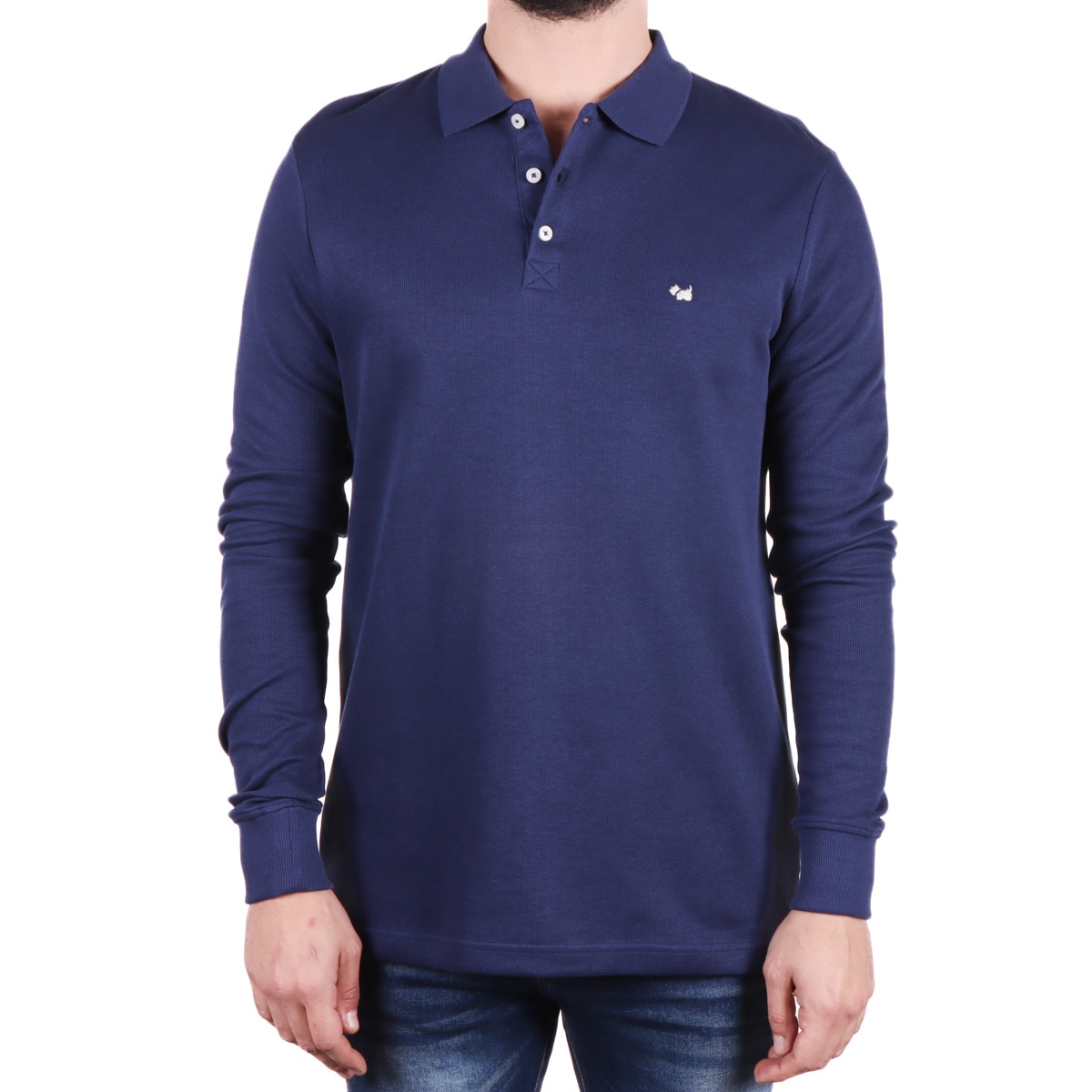 Playera Polo Manga Larga Algodón Ferrioni para Hombre