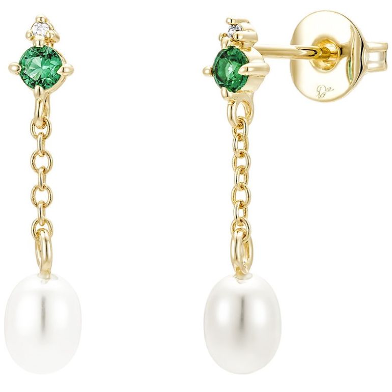 Aretes Par Verdes con Perla Dímelo con Amor