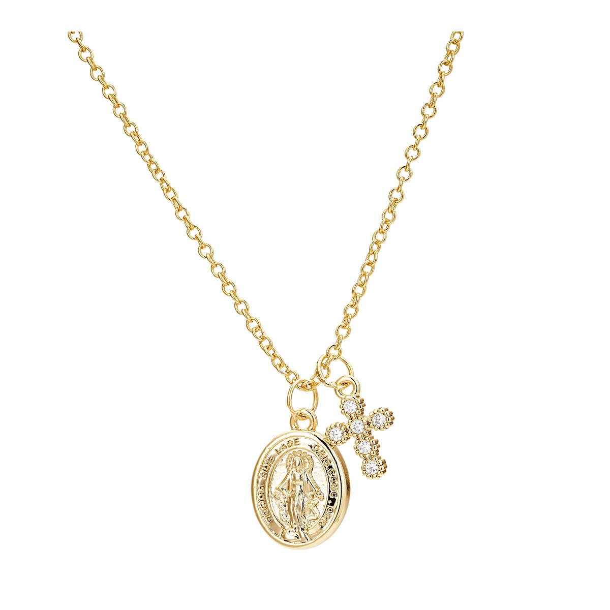 Collar Virgen Milagrosa con Cruz Dímelo con Amor