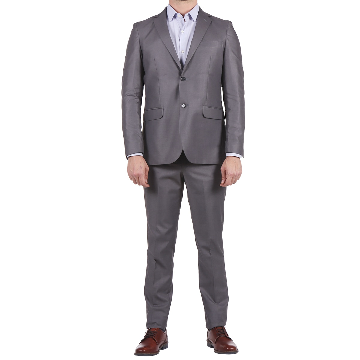 Traje Corte Slim Fit Gris Liso Bruno Magnani para Hombre