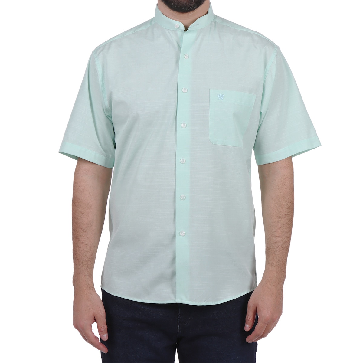 Camisa Manga Corta Cuello Mao Sin Arrugas Manchester Hombre