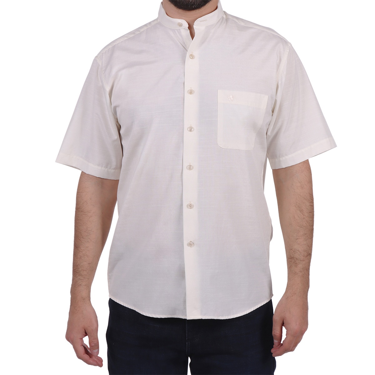 Camisa Manga Corta Cuello Mao Manchester para Hombre