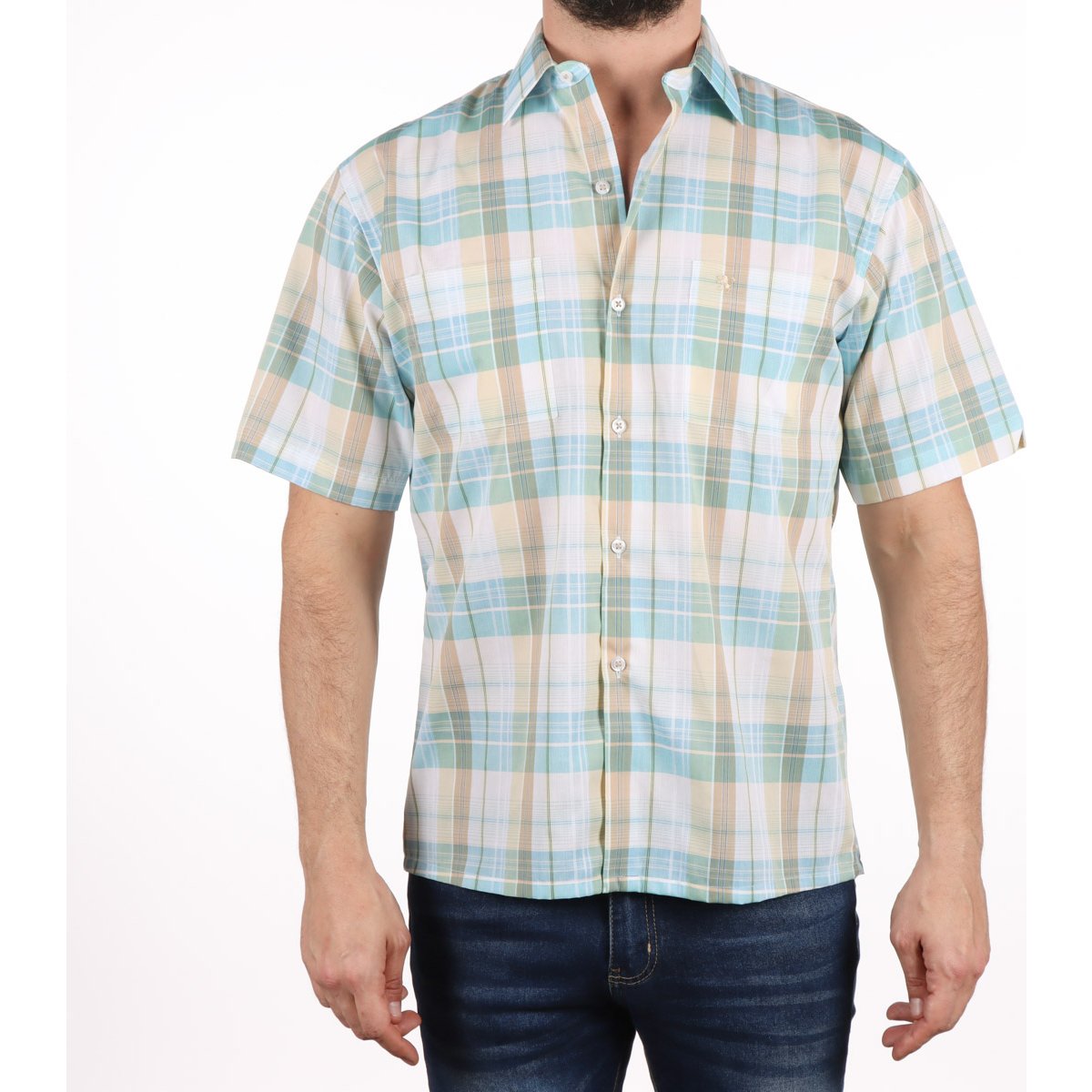 Camisa Cuadros Manga Corta Algodón Manchester para Hombre