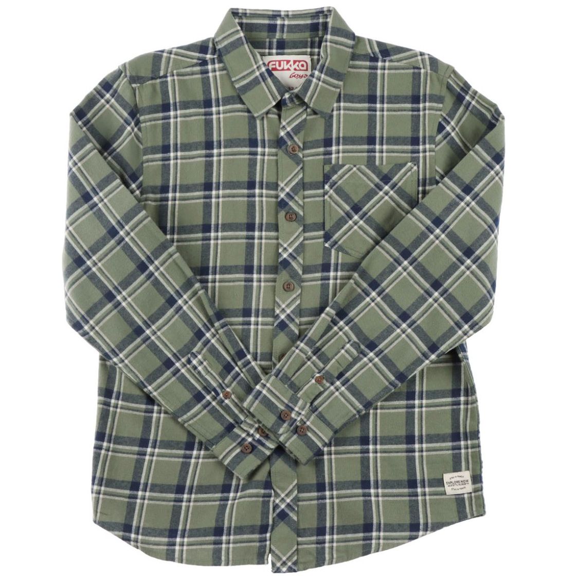 Camisa Manga Larga Cuadros Franela Fukka para Niño