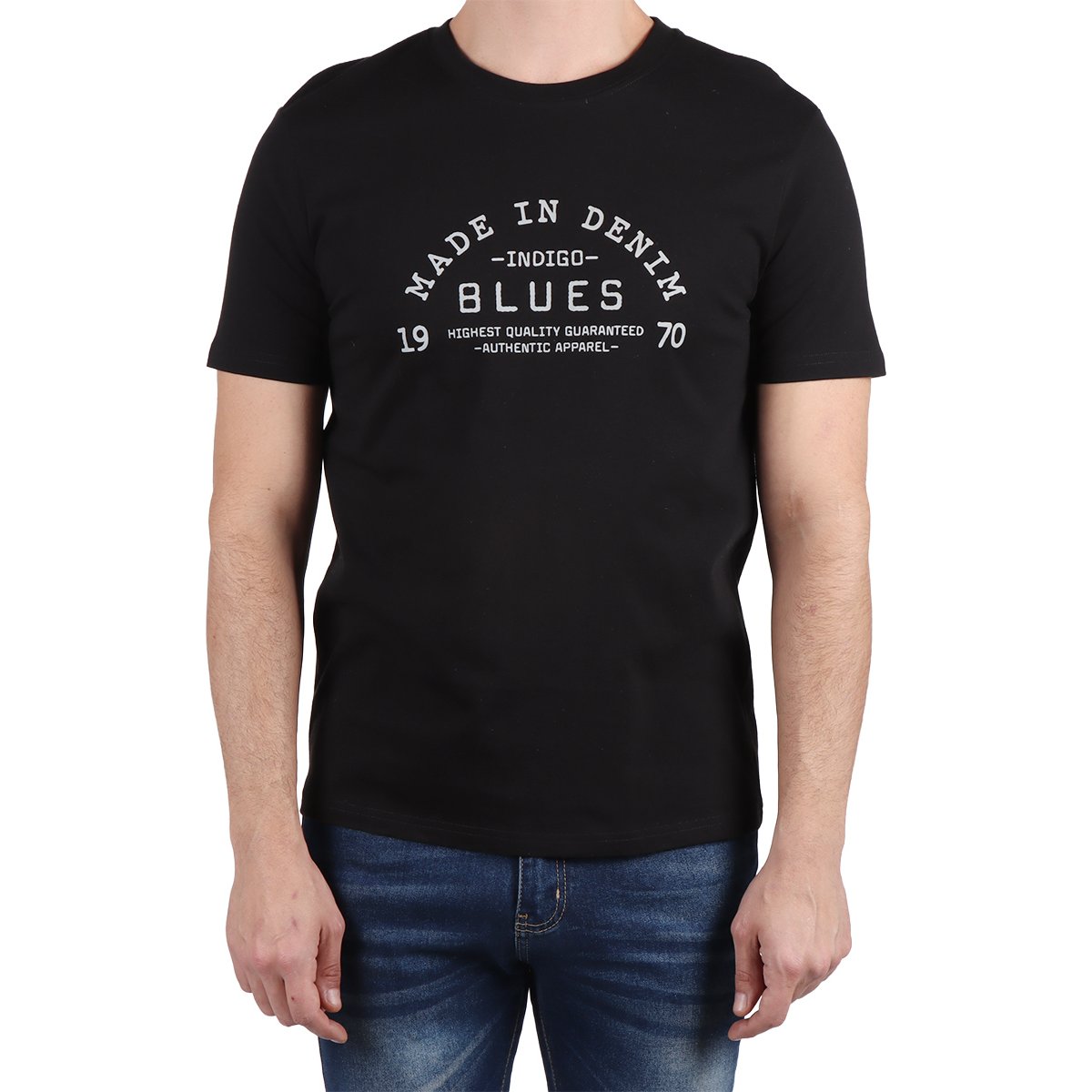 Playera Gráfico Denim Algodón Casual Jeanious Hombre