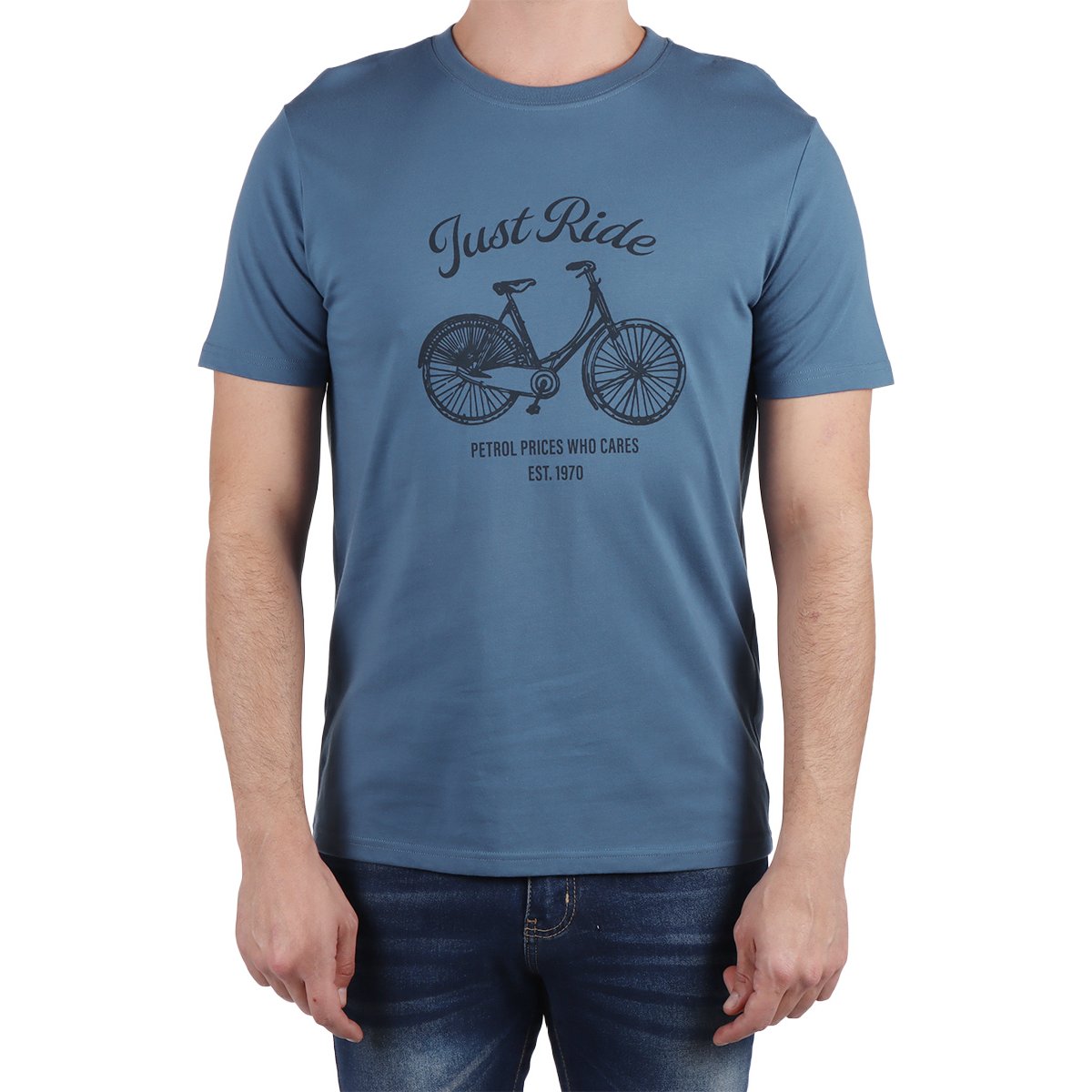 Playera Algodón Gráfico Just Ride Casual Jeanious Hombre