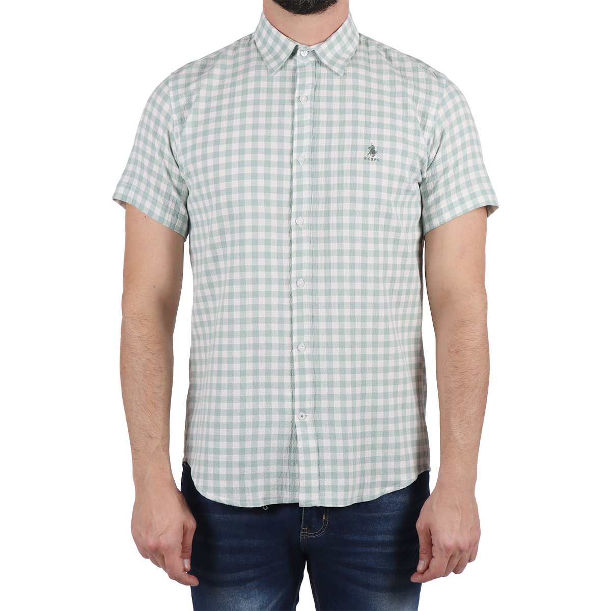 Camisa Manga Corta Slim Fit Cuadros Polo Club Hombre