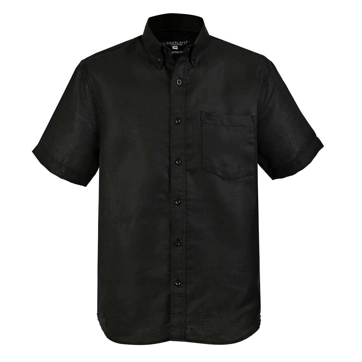 Camisa Casual Lisa Relaxed Fit Cavalatti Manga Corta para Hombre