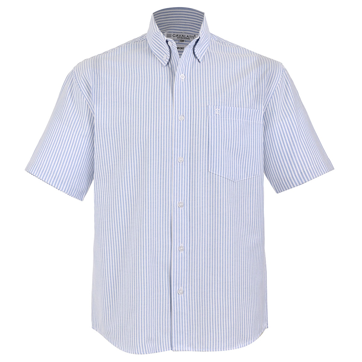 Camisa Casual Rayas Relaxed Fit Cavalatti Manga Corta para Hombre
