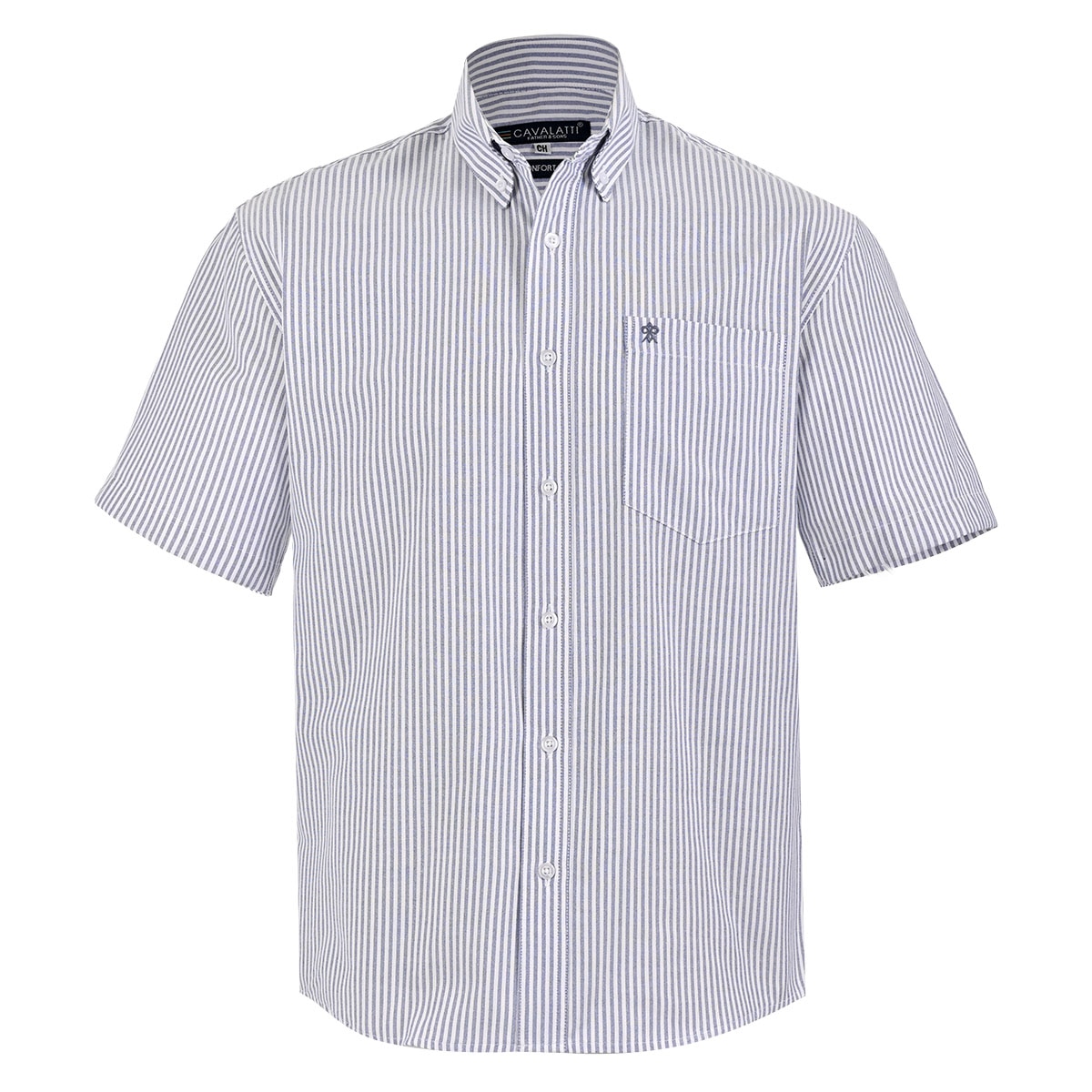 Camisa Casual Rayas Relaxed Fit Cavalatti Manga Corta para Hombre
