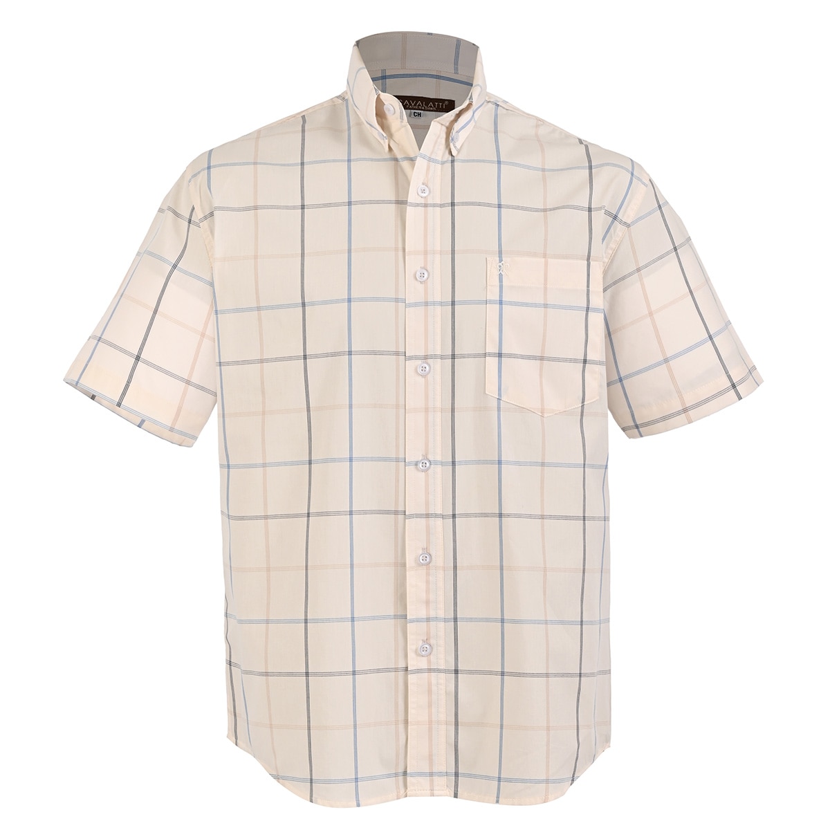 Camisa Casual Cuadros Relaxed Fit Cavalatti Manga Corta para Hombre