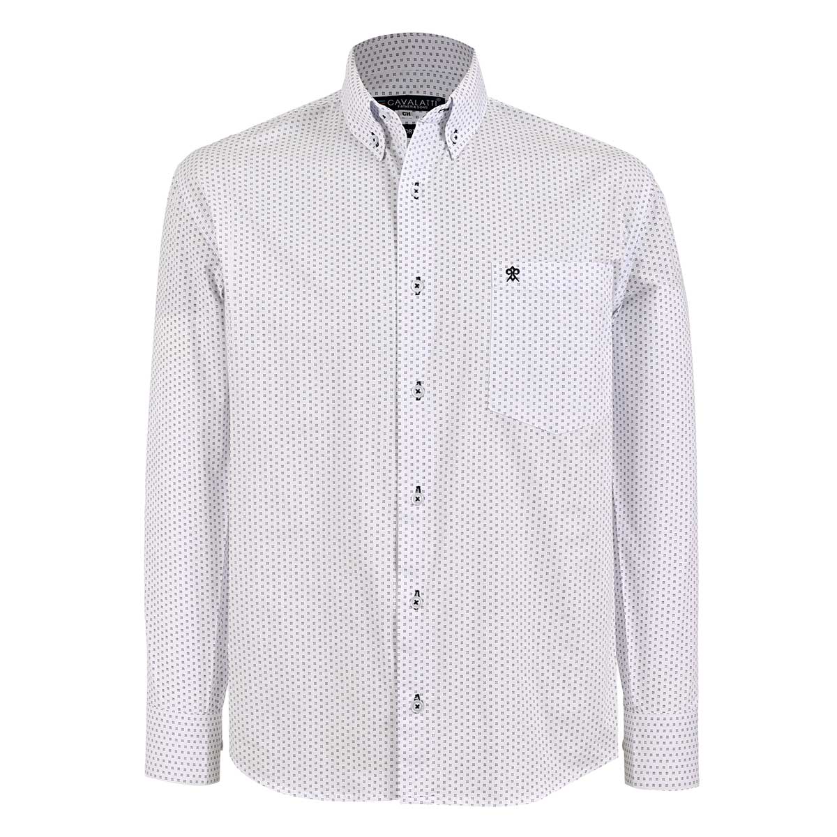 Camisa Casual Estampada Relaxed Fit Cavalatti Manga Larga para Hombre