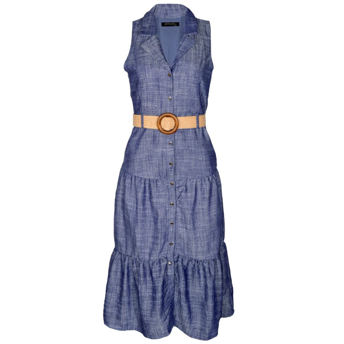 Vestido Largo con Cinturón Philosophy Jr Collec para Mujer Casual