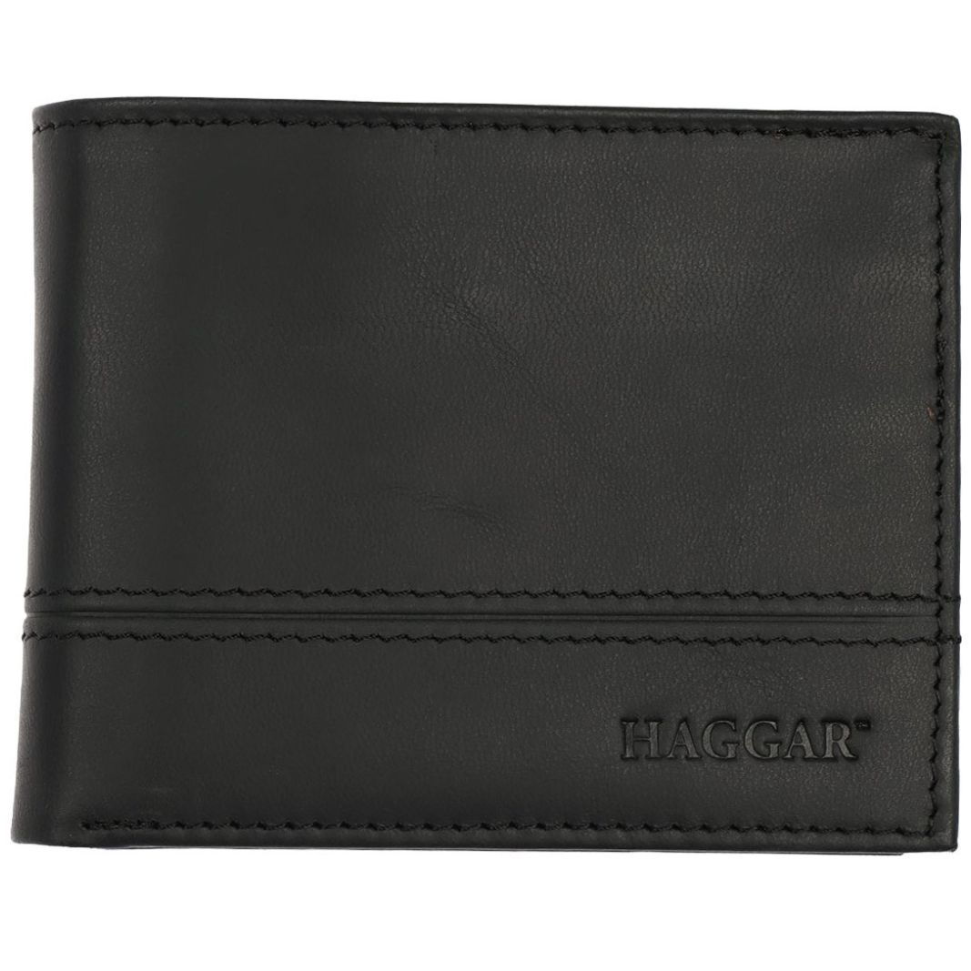 Cartera de Piel con Costuras y Grabado Haggar para Hombre