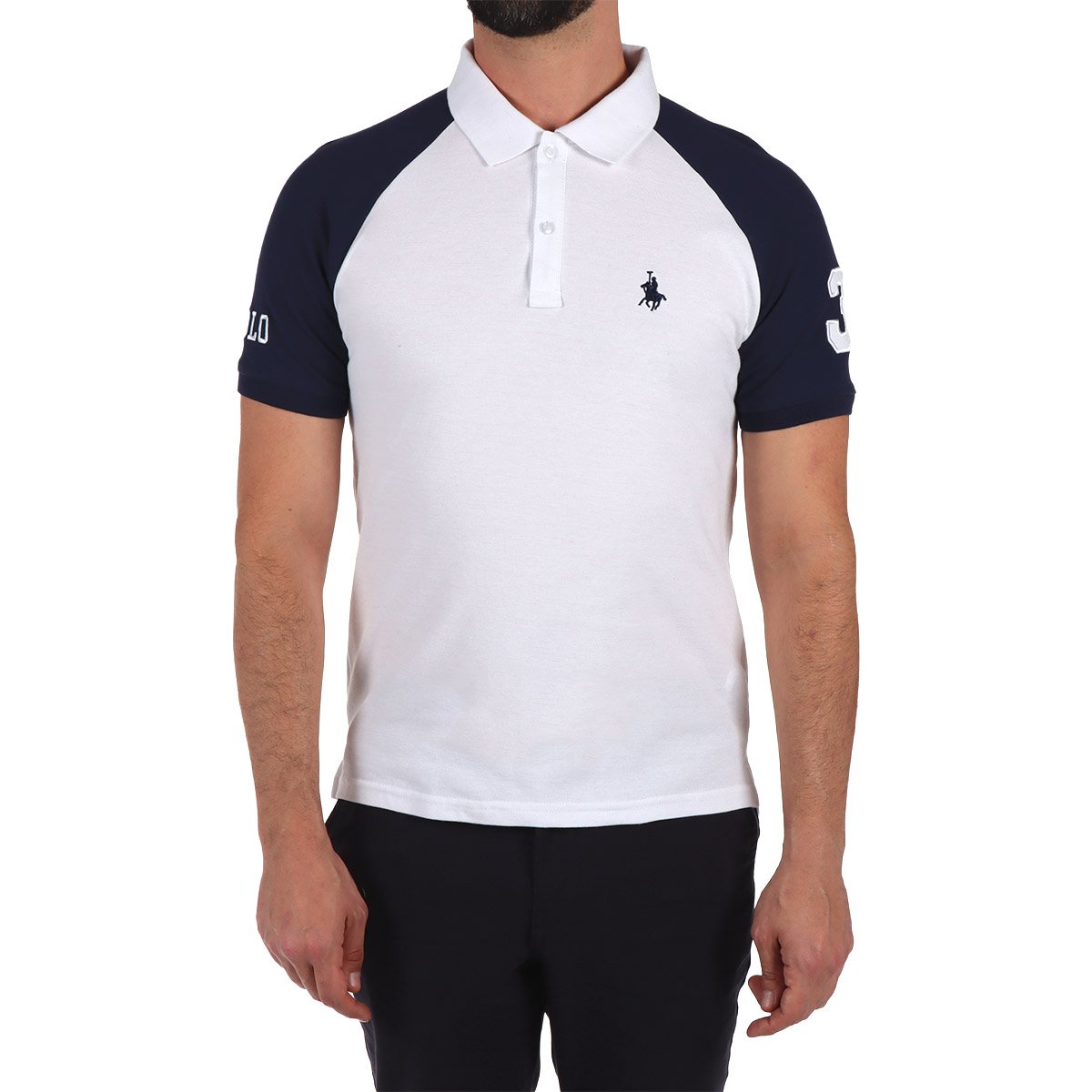 Playera Polo Manga Corta Raglán Bicolor Polo Club Hombre