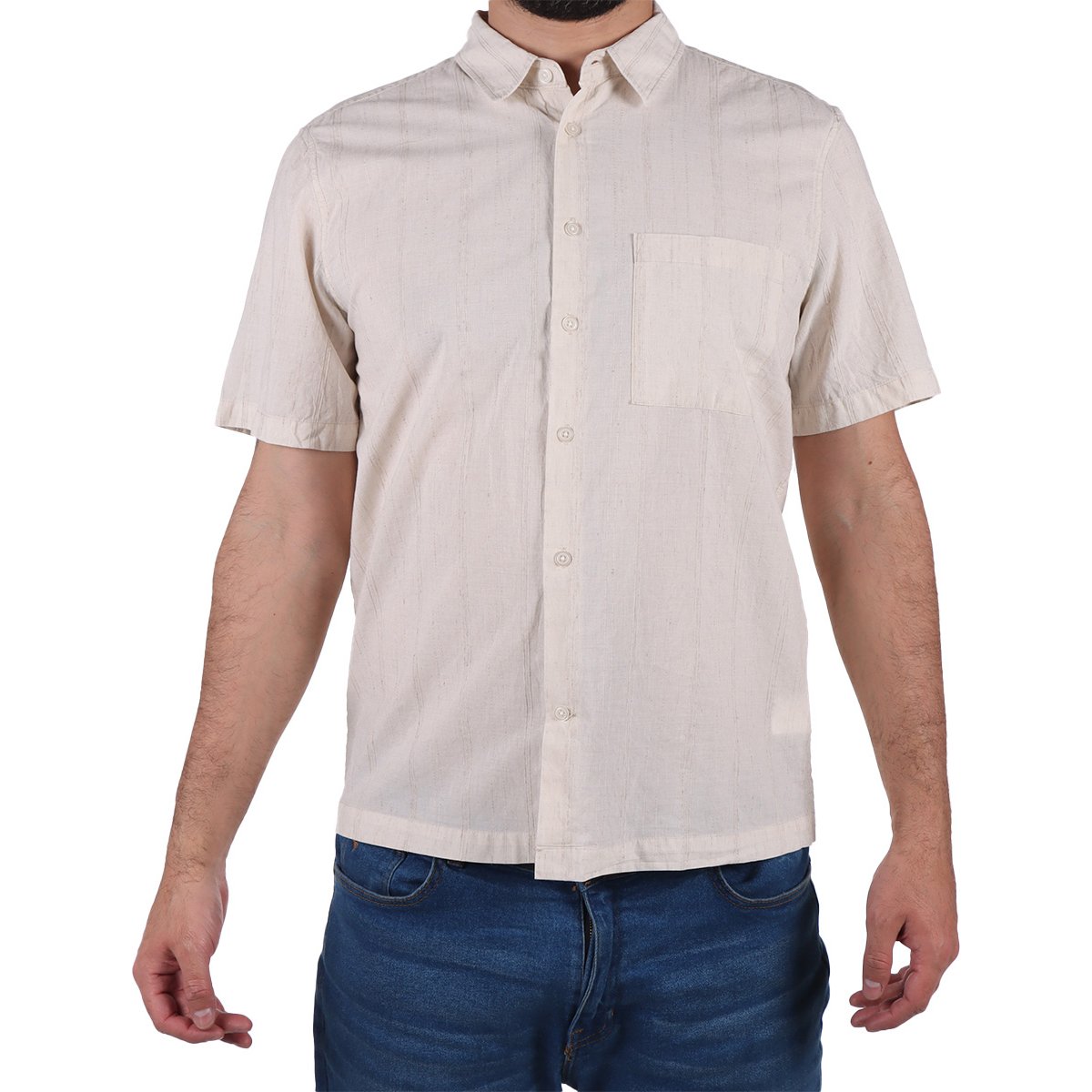 Camisa Manga Corta Lino Viscosa Casual Fukka Hombre