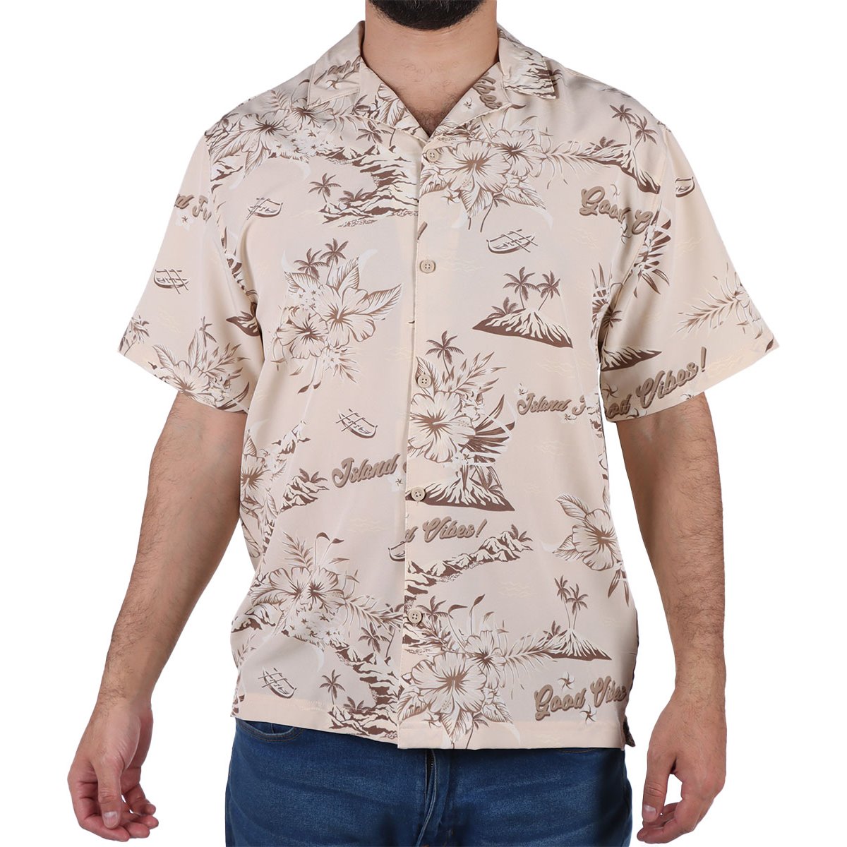 Camisa Manga Corta Estampado Floral Casual Yongster Hombre