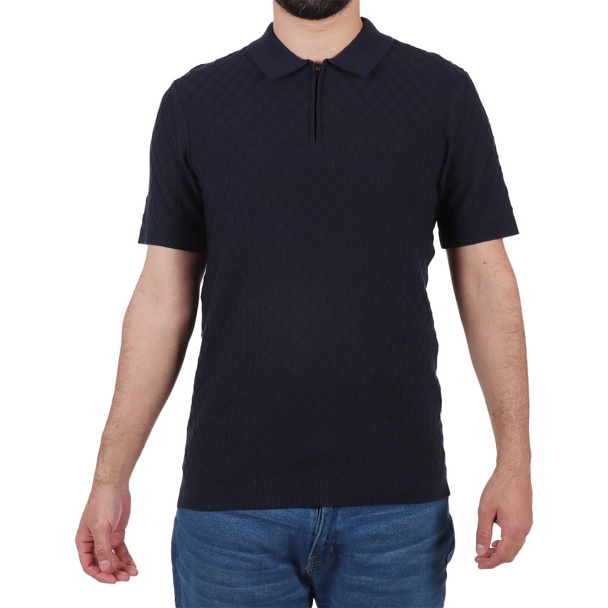 Playera Polo Tejida Medio Cierre Bruno Magnani para Hombre