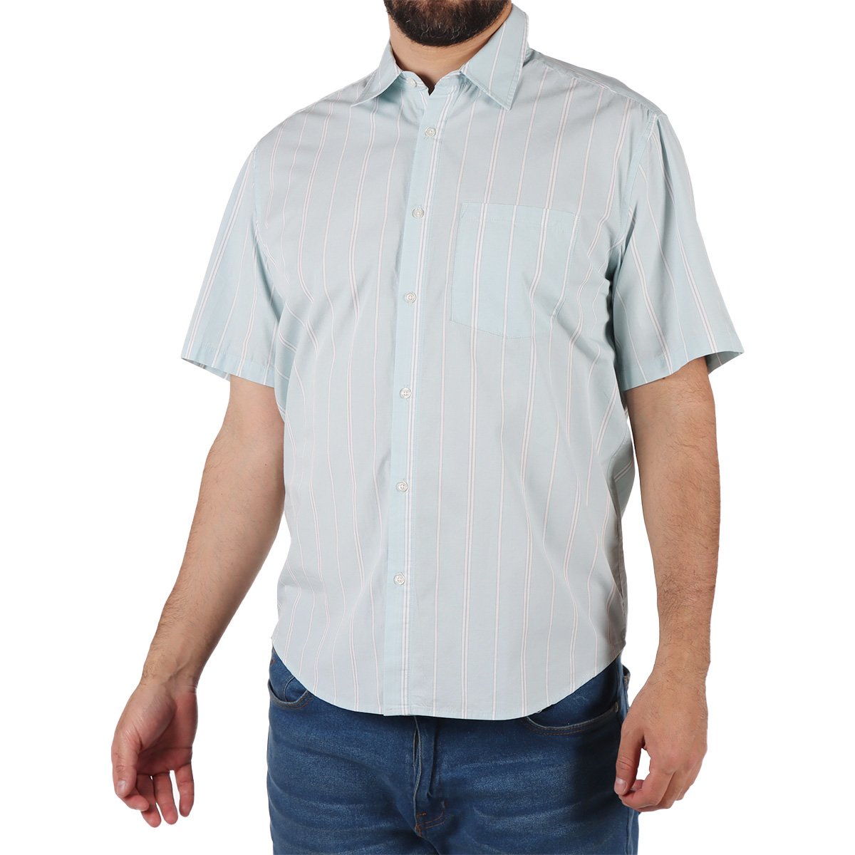 Camisa Manga Corta Rayas Verticales Bruno Magnani Hombre
