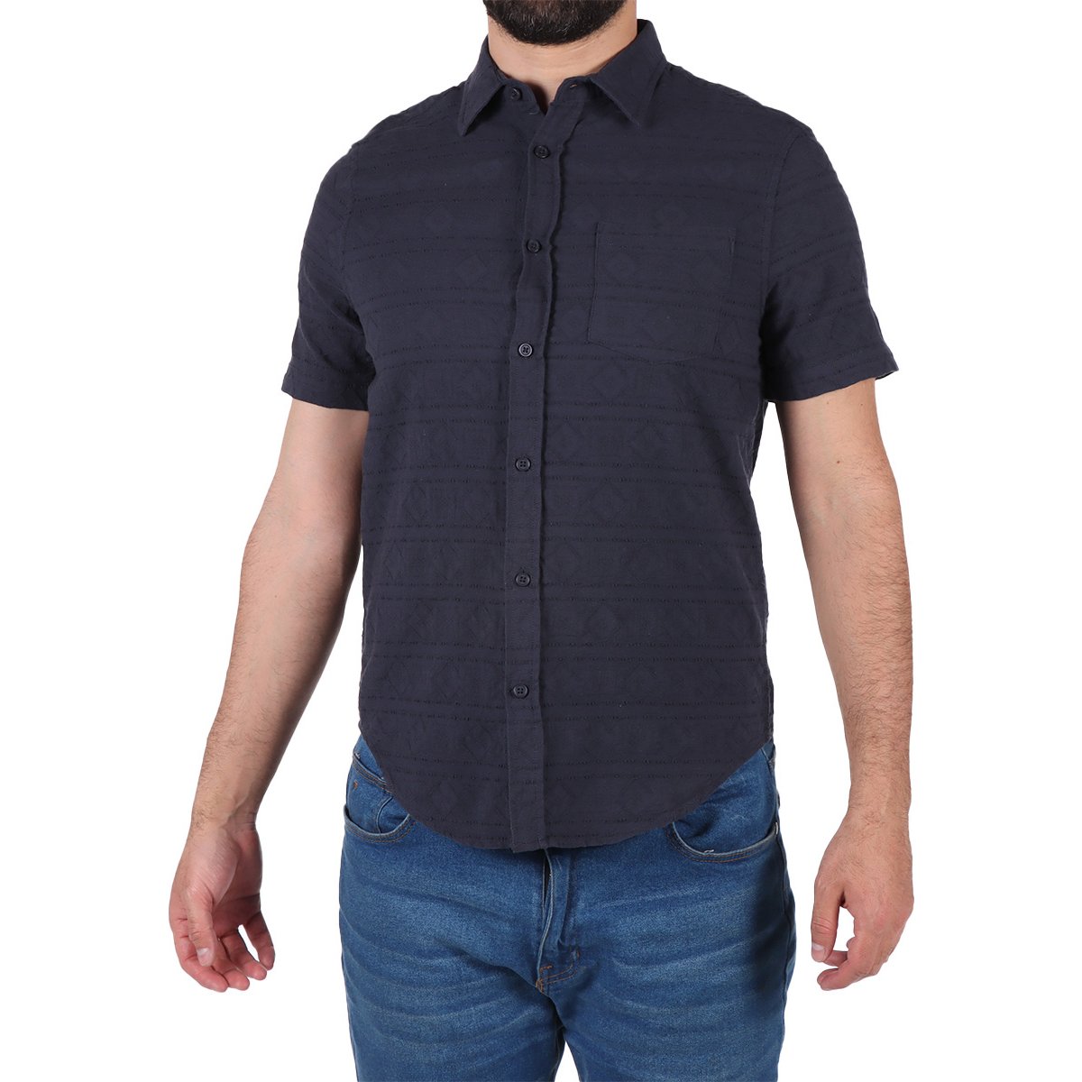 Camisa Manga Corta Jacquard Bruno Magnani para Hombre