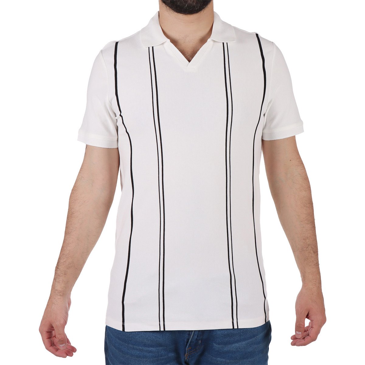 Playera Polo Tejido Micropiqué Rayas Bruno Magnani Hombre