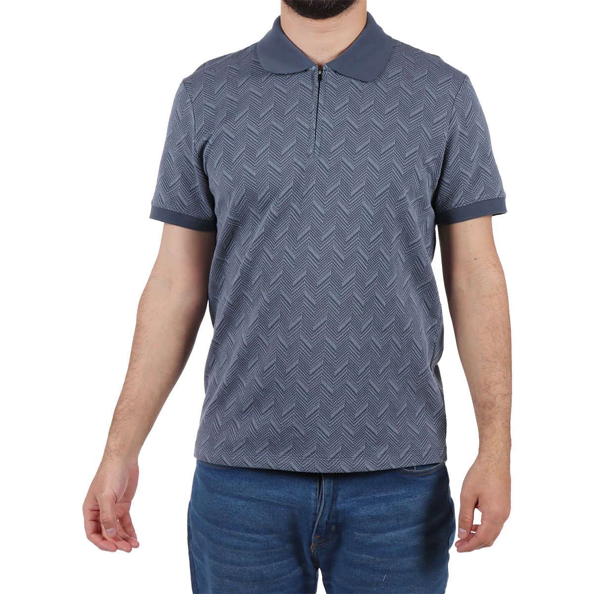Playera Polo Jacquard Medio Cierre Bruno Magnani para Hombre