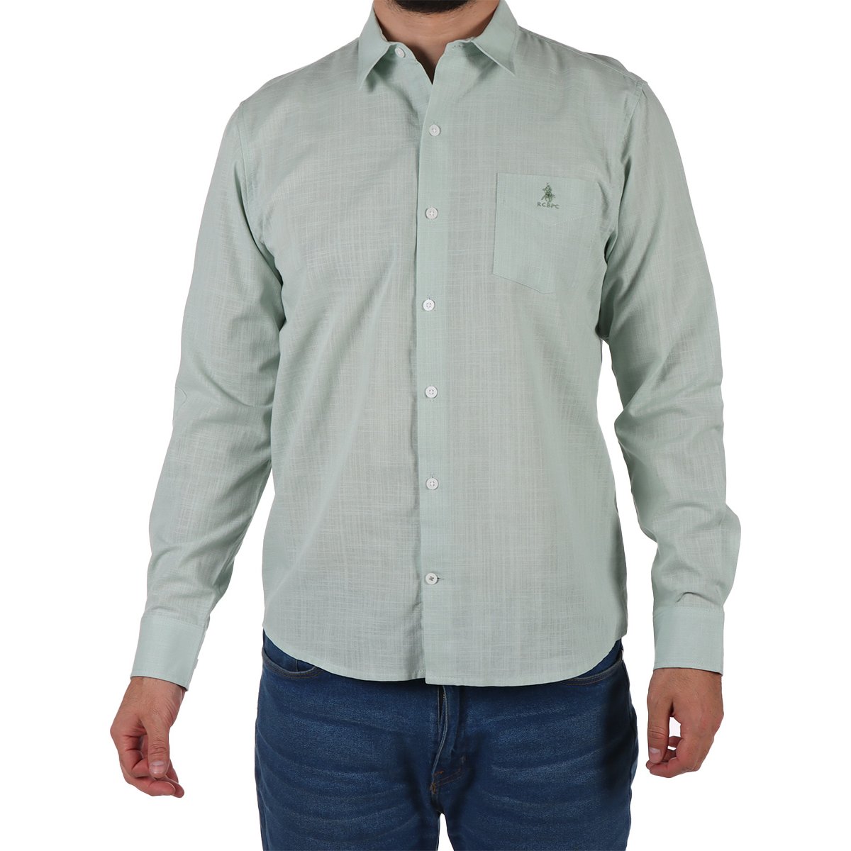 Camisa Manga Larga Tono Verde Polo Club para Hombre