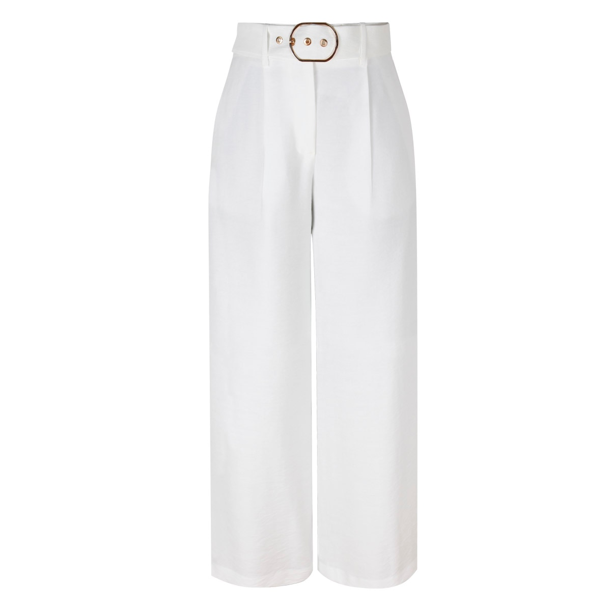 Pantalón Wide Leg con Hebilla Ovalada para Mujer Elle