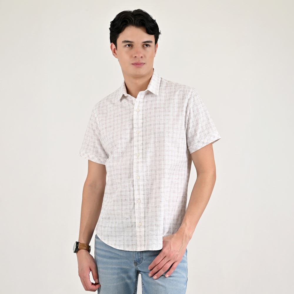 Camisa Slim Fit Supply con Estampado Maga Corta para Hombre