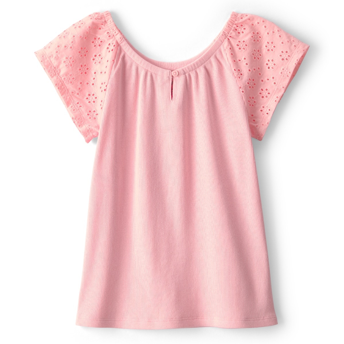 Blusa en Rib Carter's Manga Corta con Diseño Bordado para Niña