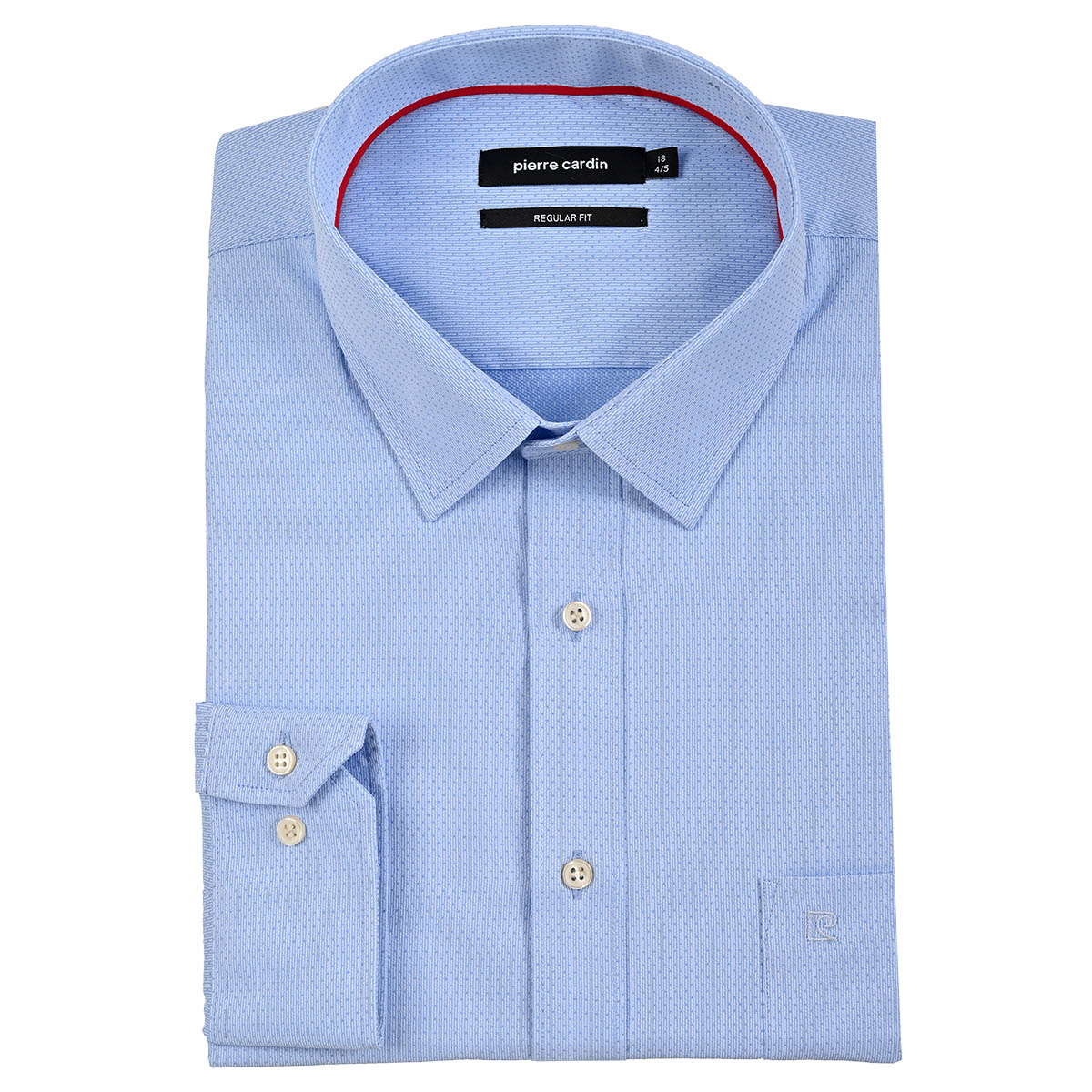 Camisa Formal Fantasía Azul Pierre Cardin Manga Larga para Hombre Plus