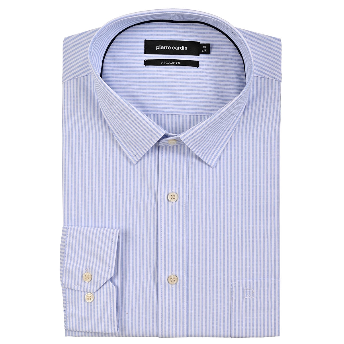 Camisa Formal Rayas Azul Pierre Cardin Manga Larga para Hombre Plus