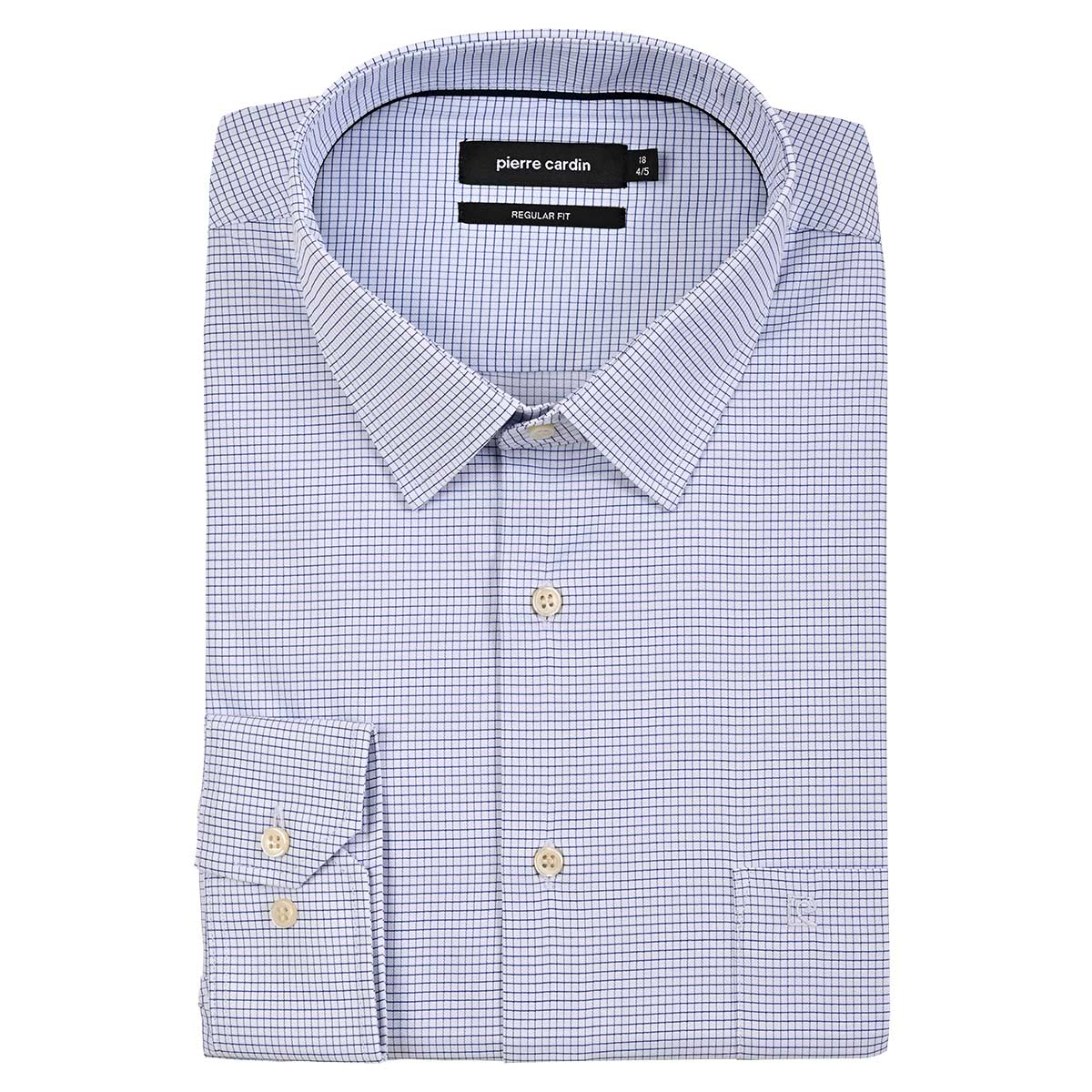 Camisa Formal Cuadros Azul Pierre Cardin Manga Larga para Hombre Plus