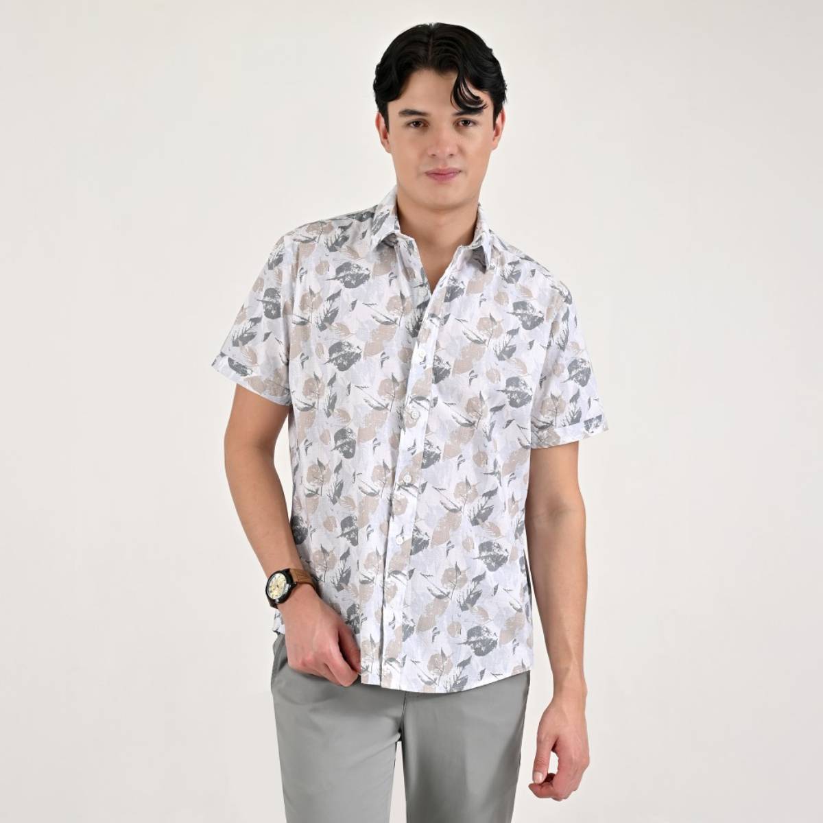 Camisa Slim Fit con Estampado Supply Manga Corta para Hombre