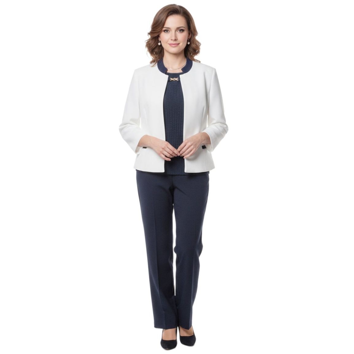 Conjunto de Liso 3 Piezas de Saco Top y Pantalón Diva para Mujer