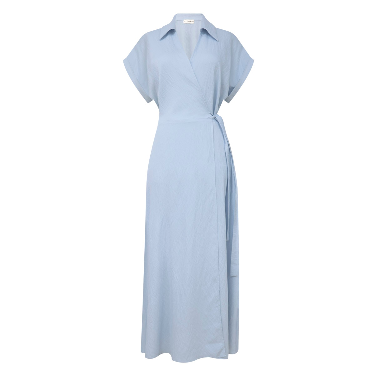 Vestido Wrap de Cuello Camisero en Color Azul para Mujer City Femme
