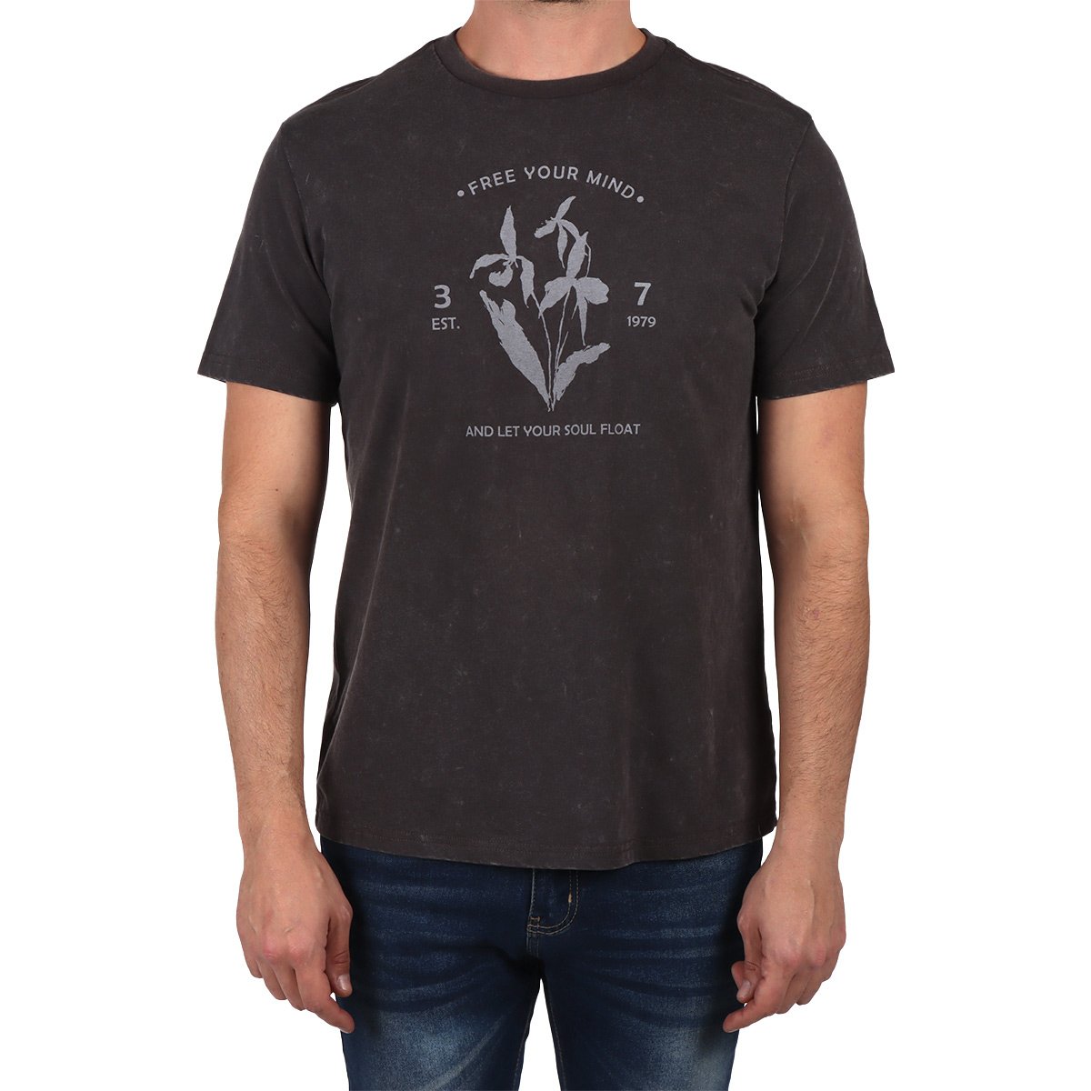 Playera Gráfica Floral Manga Corta Jeanious Hombre