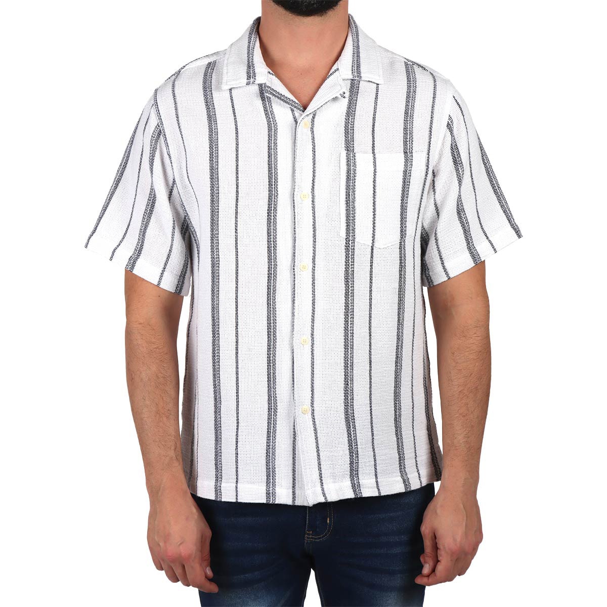 Camisa Manga Corta Rayas Casual Jeanious para Hombre