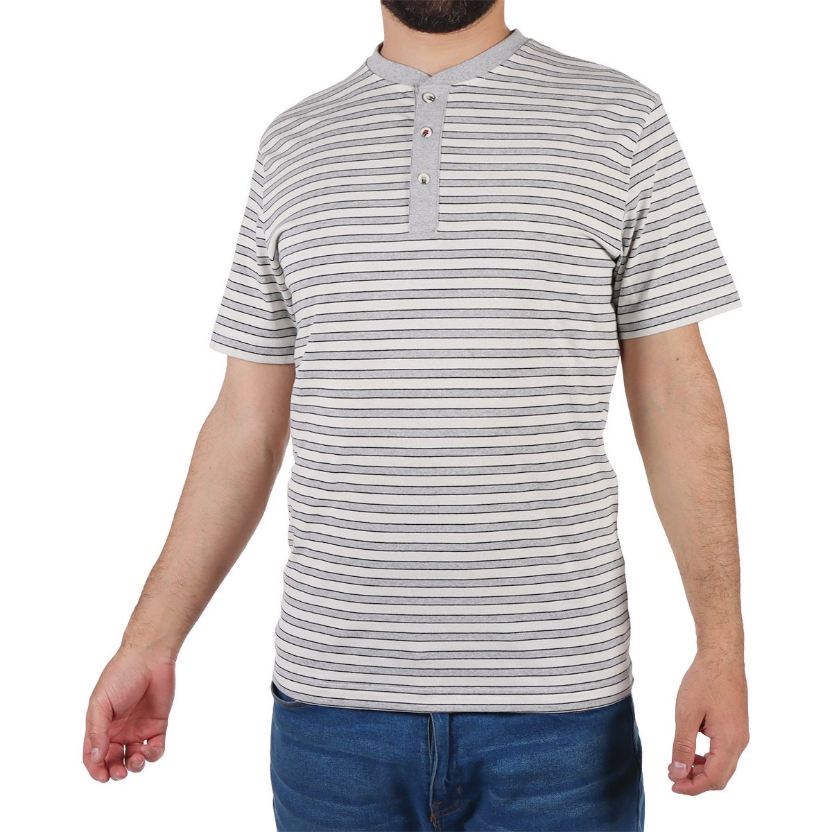 Playera Henley Rayada Swiss Navy para Hombre