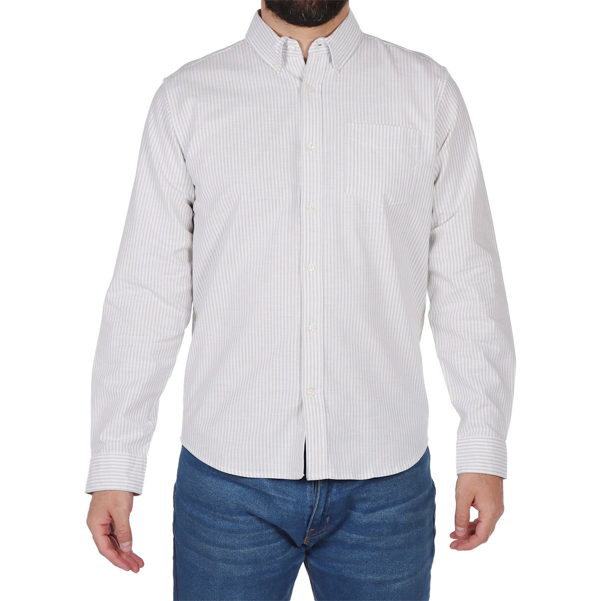 Camisa Rayas Manga Larga Botones Jeanious Hombre