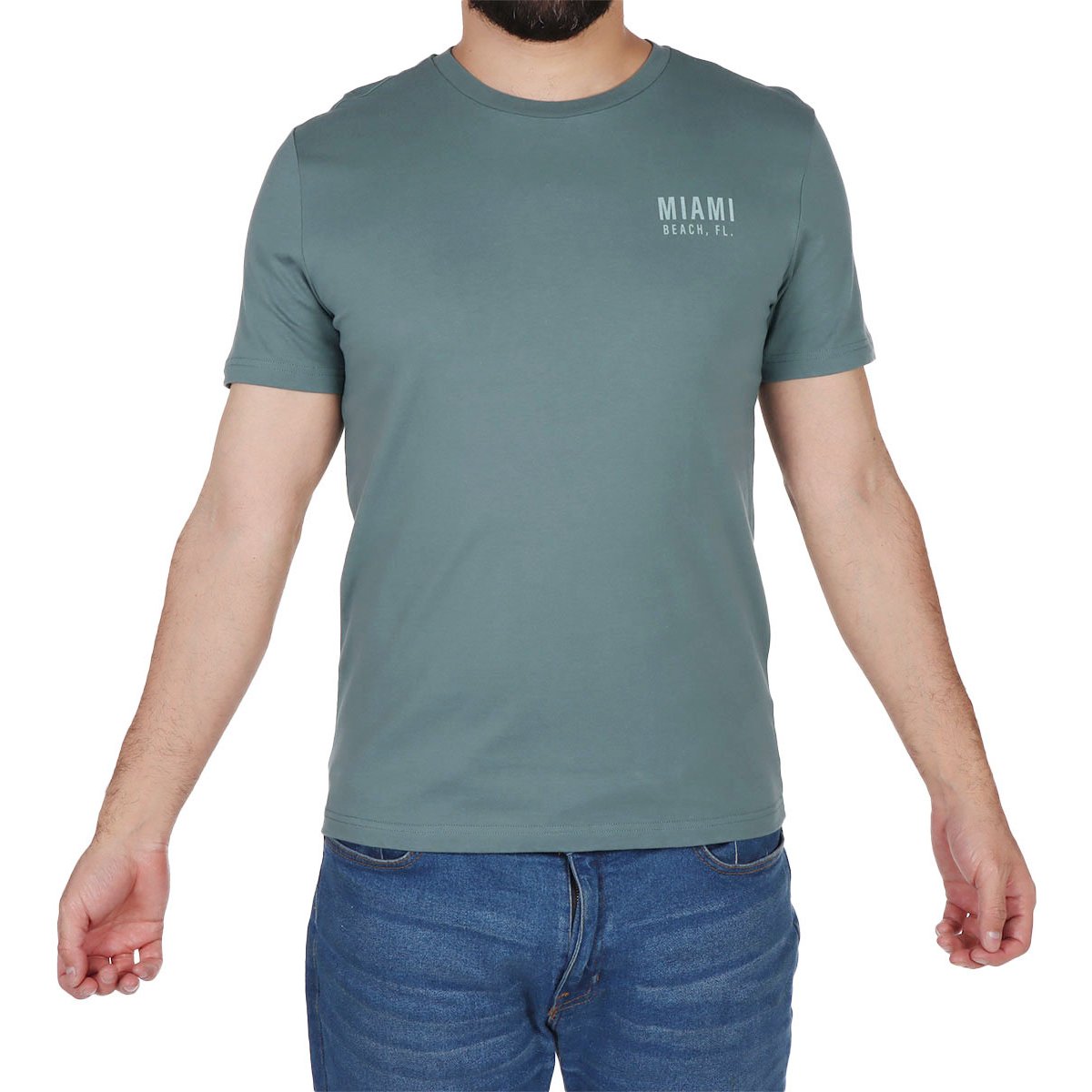 Playera Manga Corta Gráfica Miami Beach Jeanious Hombre