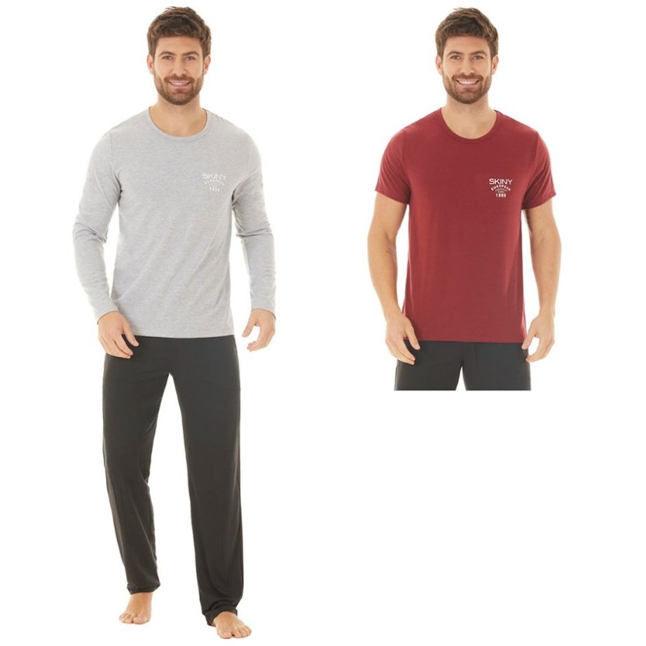 Pijama Set Playera Manga Larga y Pantalón Homestead Skinny para Hombre