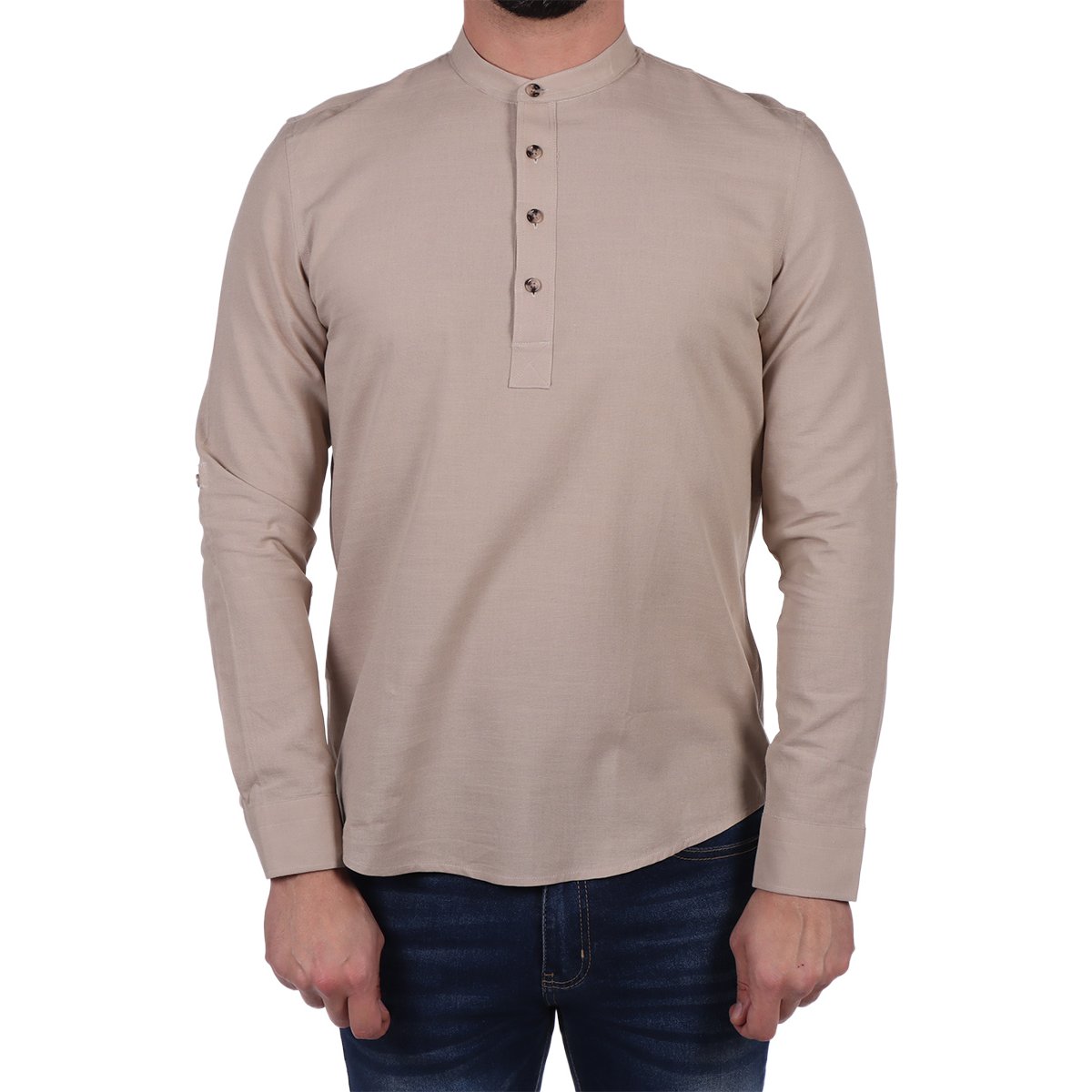 Playera Manga Larga de Algodón Estilo Henley Generra Hombre