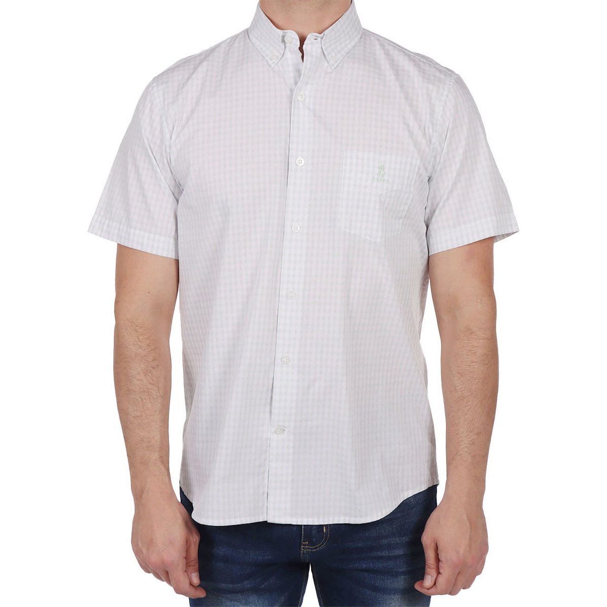 Camisa Manga Corta Cuadros Finos Polo Club para Hombre