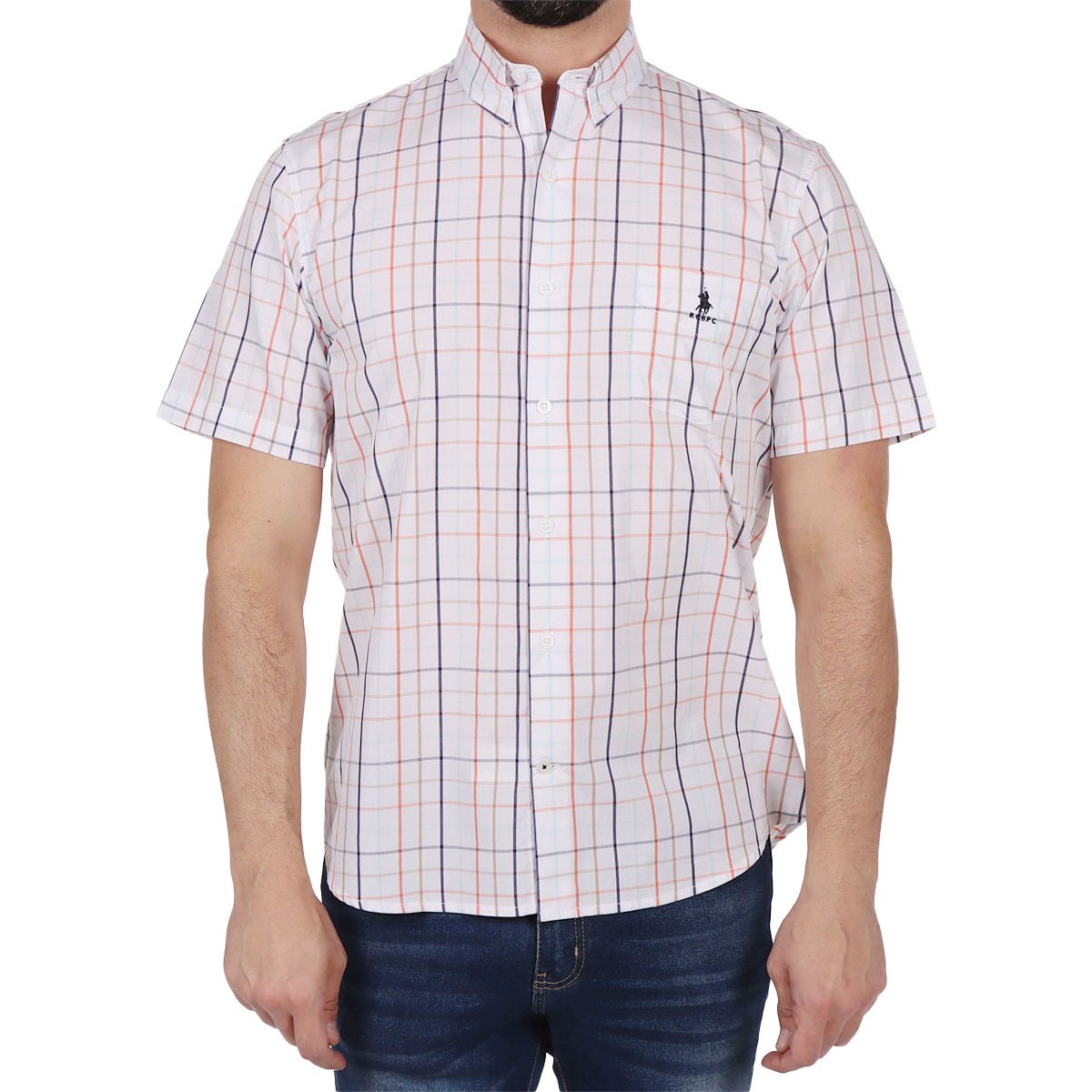 Camisa Manga Corta de Cuadros Polo Club para Hombre