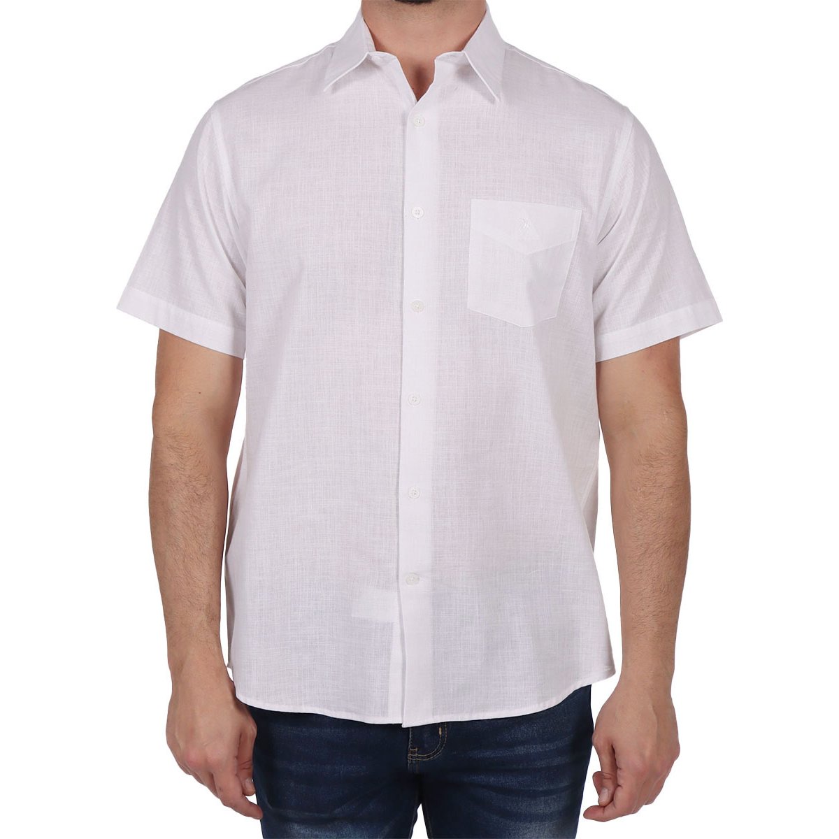 Camisa Ligera Manga Corta de Lino Polo Club para Hombre