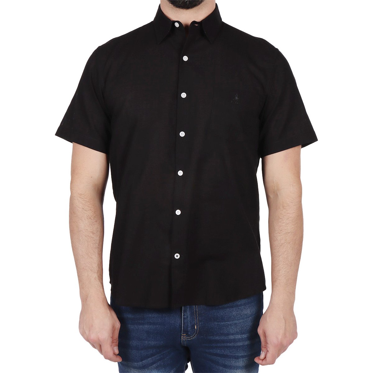 Camisa Manga Corta Lisa Cuello Americano Polo Club Hombre