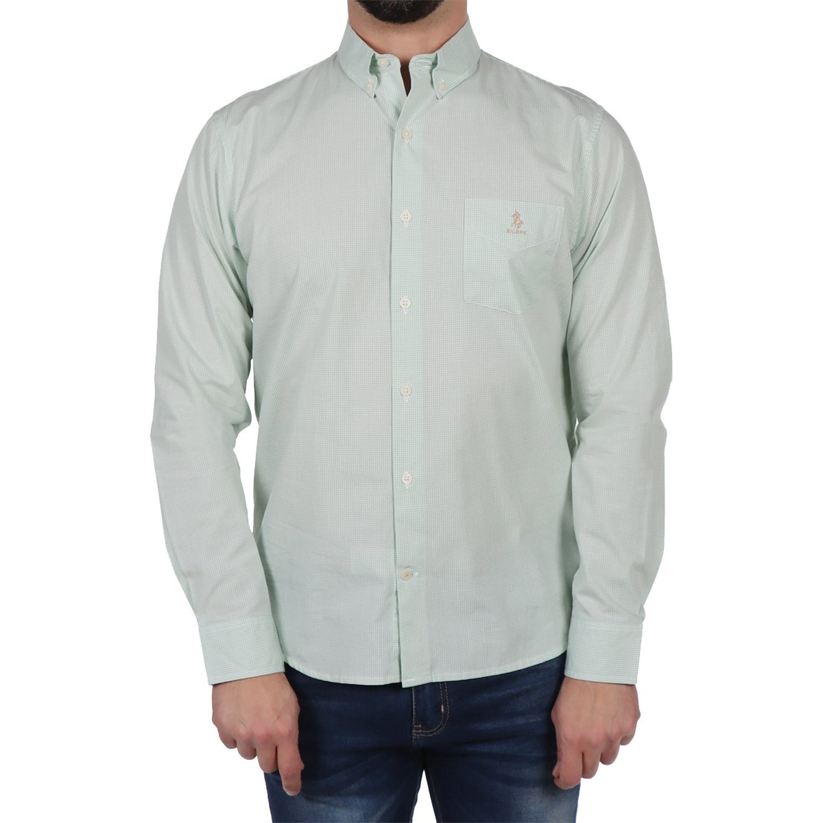 Camisa Manga Larga Cuadros Verdes Polo Club para Hombre